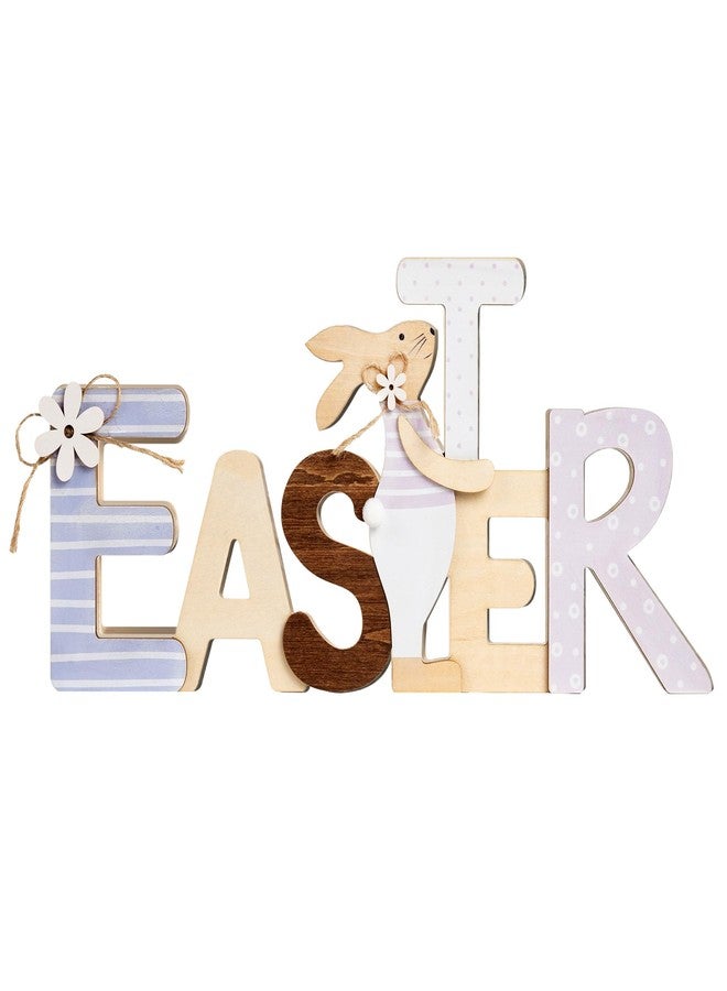DINIZON Wooden Easter Bunny Sign Table Decor, DIY Sign for Home, Desk, Mantel, Shelf Indoor - Rustic Easter Decorations for Home, Farmhouse Spring Decor, Pascua Gift Decoración de Pascua, Regalo - Image 1